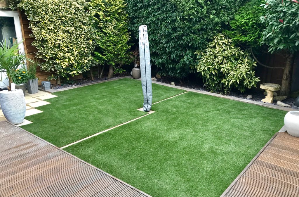 Artificial Grass, Slabbing, Oak Sleepers