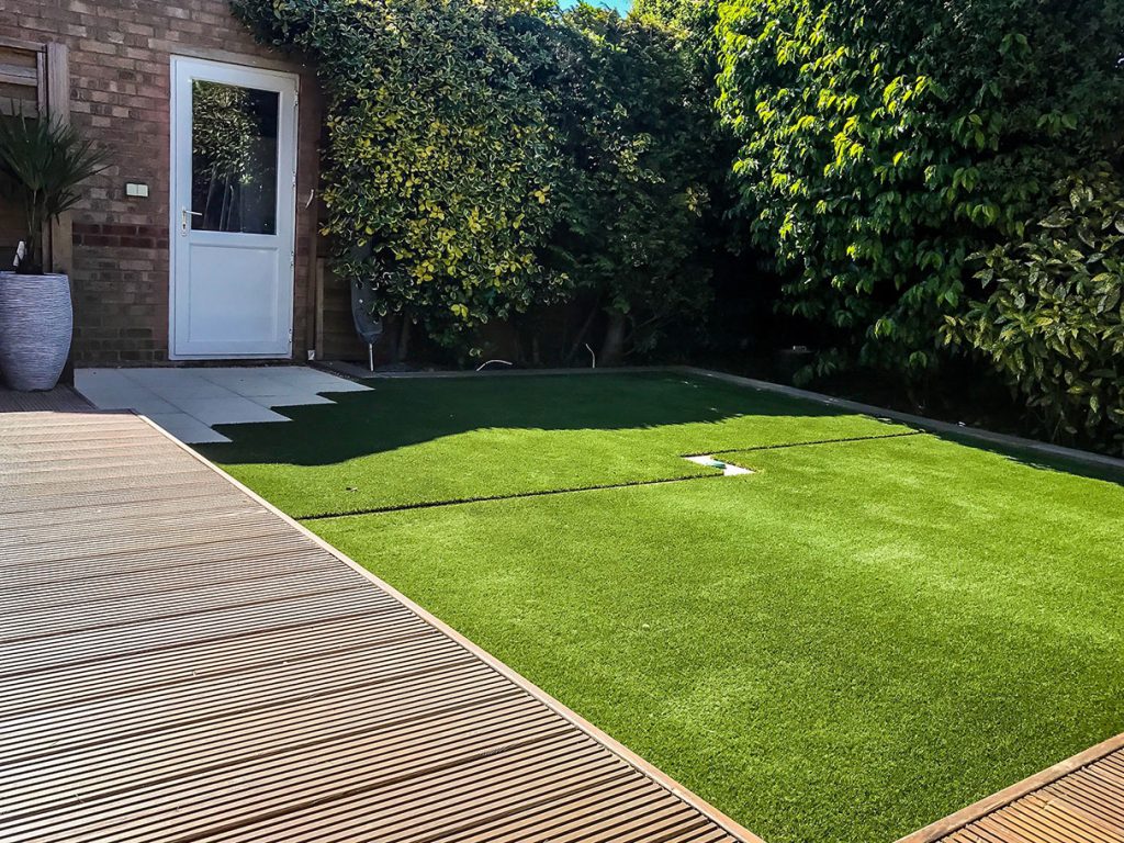 Artificial Grass, Slabbing, Oak Sleepers